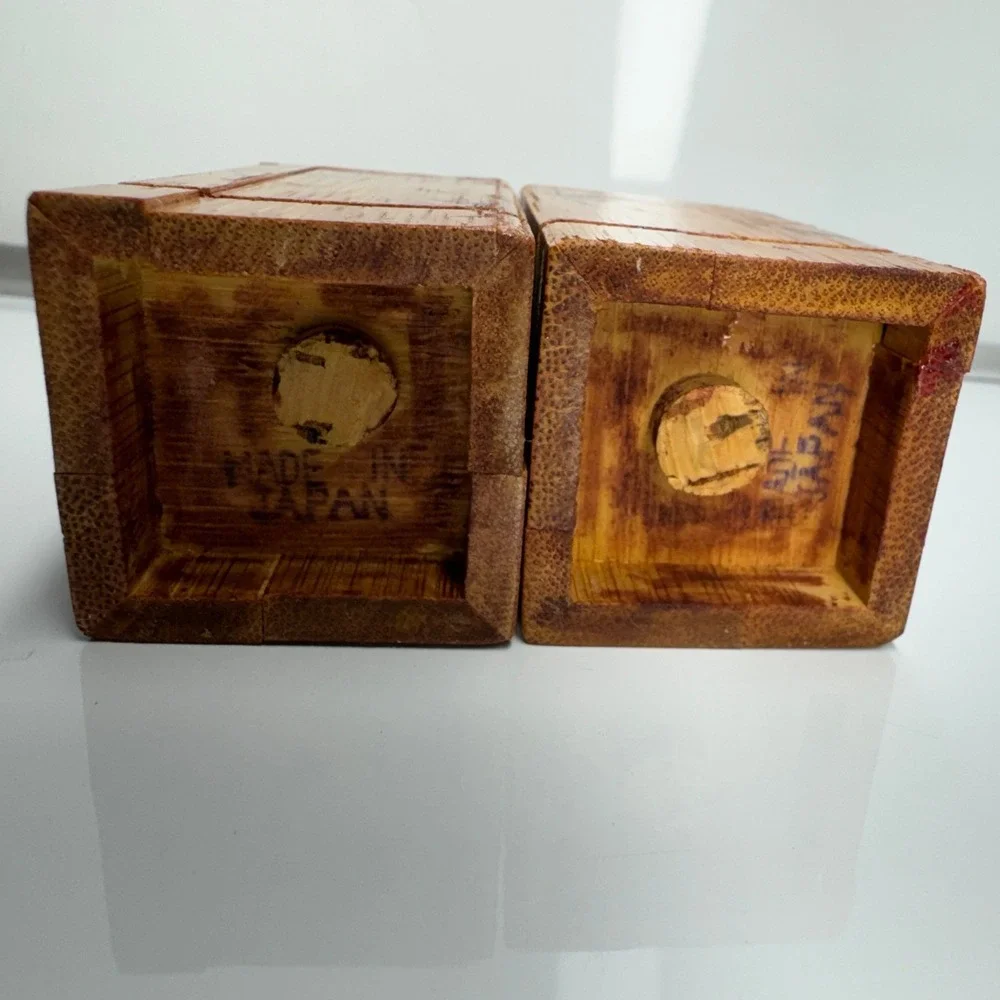 Vintage Bamboo Boxes Set of 2 Hand Painted Bamboo Art‎ Decor Storage